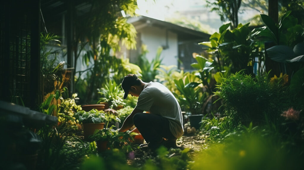 Man gardening