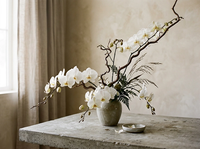 orchid flowers on table